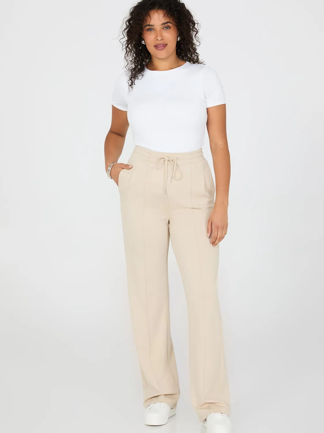 Suzy Shier Pants>Front Pintuck Wide-Leg Pants