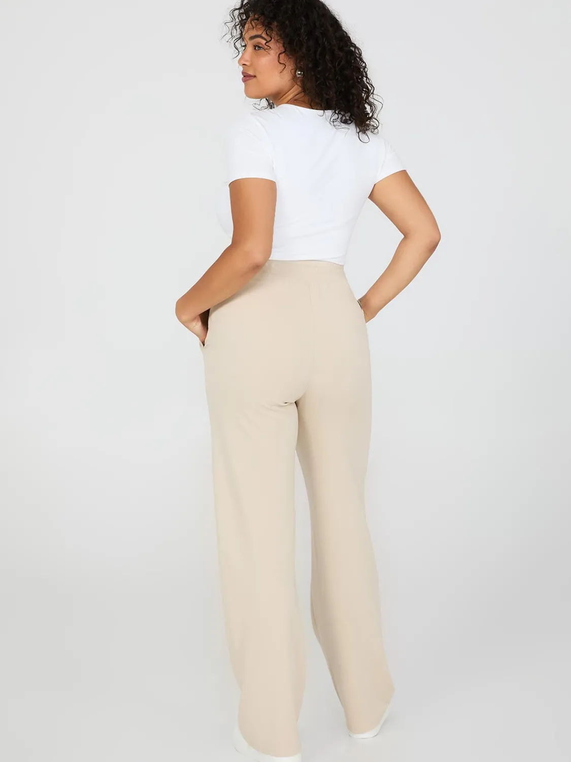 Suzy Shier Pants>Front Pintuck Wide-Leg Pants