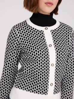 Suzy Shier Long Sleeve|Fashion Tops>Geo Print Cardigan