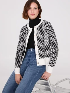 Suzy Shier Long Sleeve|Fashion Tops>Geo Print Cardigan