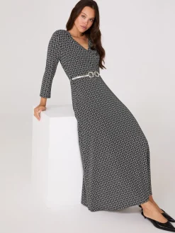 Suzy Shier Casual Dresses|Midi & Maxi>Geo Print Crossover A-Line Maxi Dress