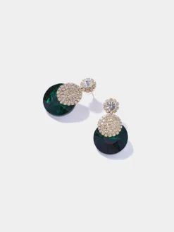Suzy Shier Jewelry By Le Château>Glass Drop Earring With Pavé Detail