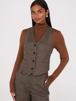 Suzy Shier Suiting|Blazers & Vests>Glen Plaid Button-Front Vest