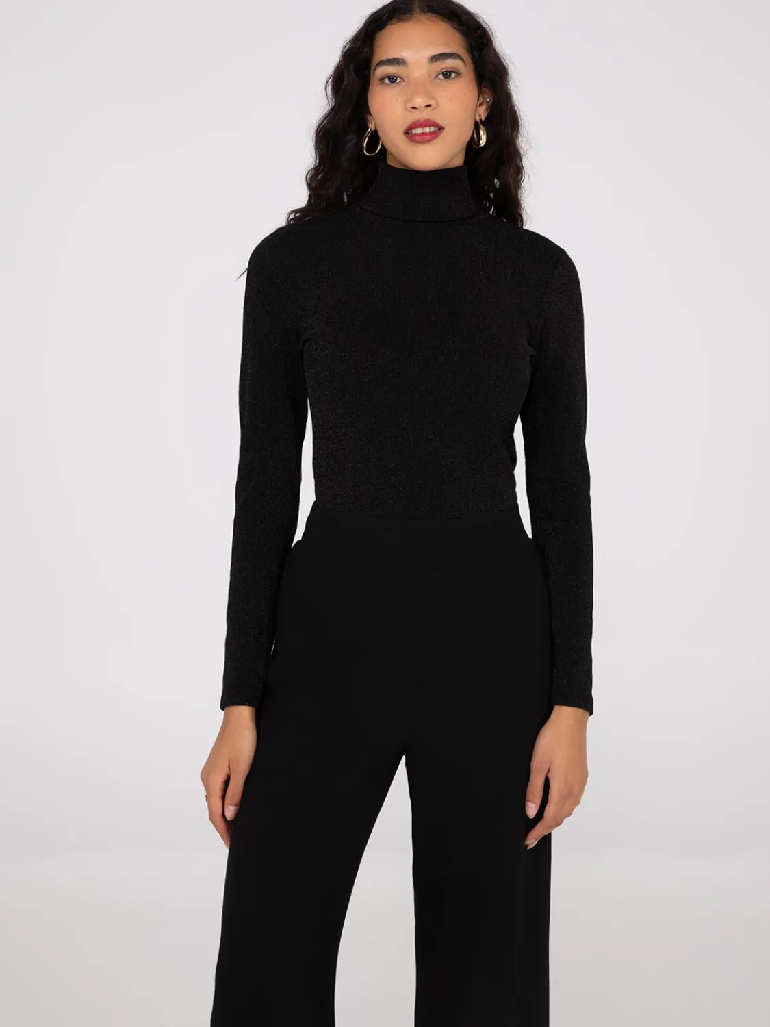 Suzy Shier Long Sleeve|Fashion Tops>Glitter Turtleneck Top