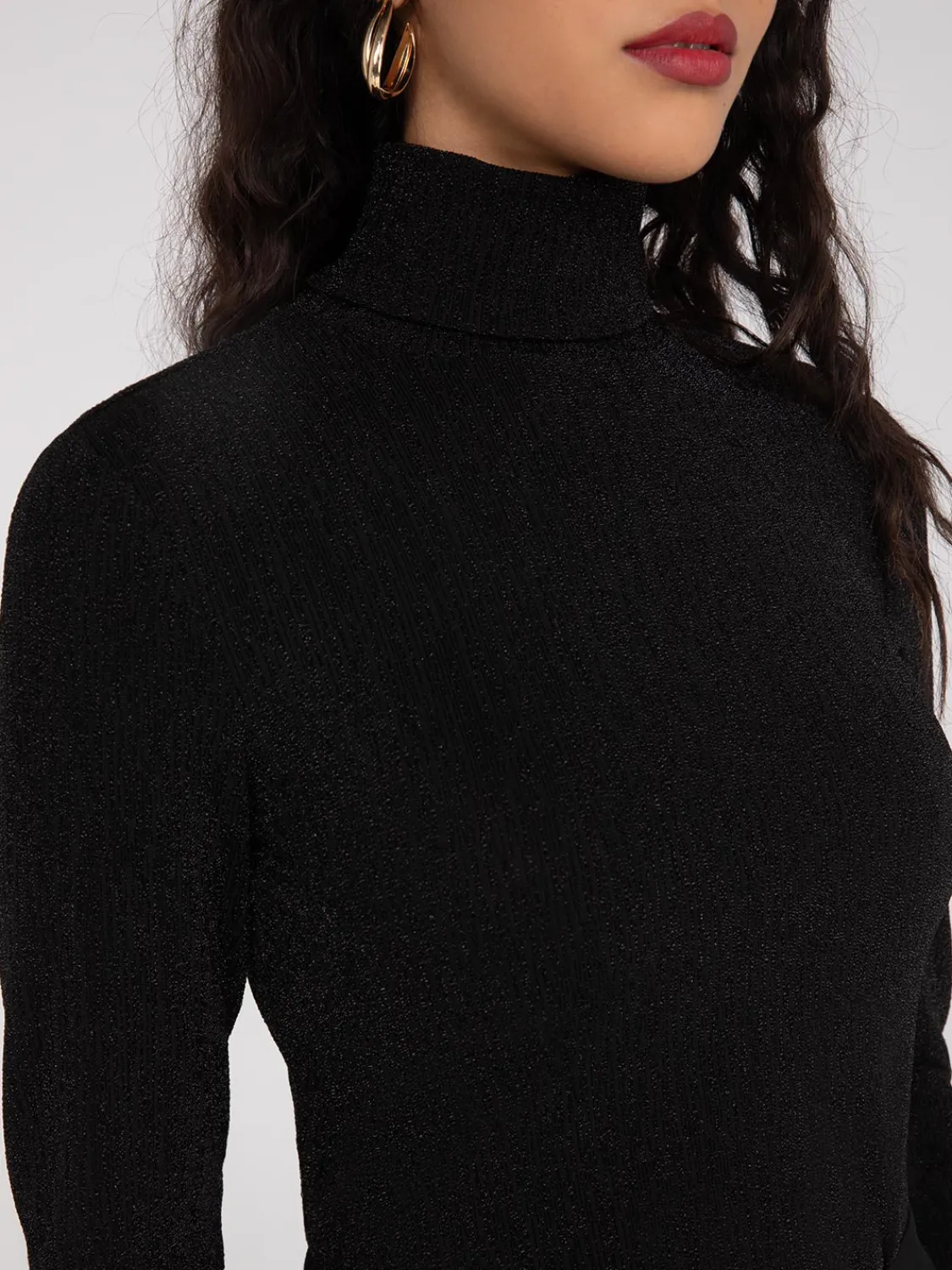 Suzy Shier Long Sleeve|Fashion Tops>Glitter Turtleneck Top