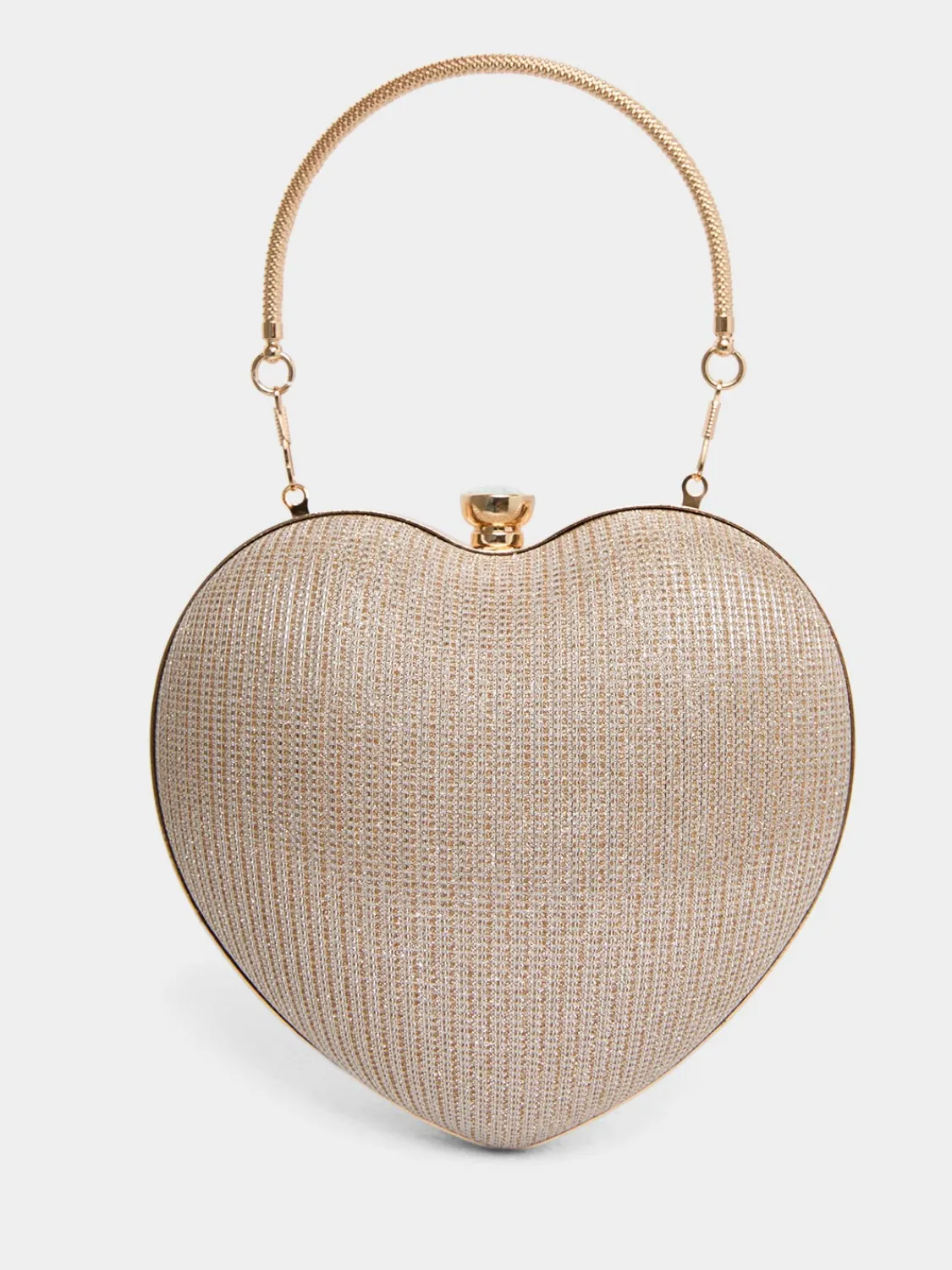 Suzy Shier Handbags By Le Château>Heart Shaped Glitter Minaudiere