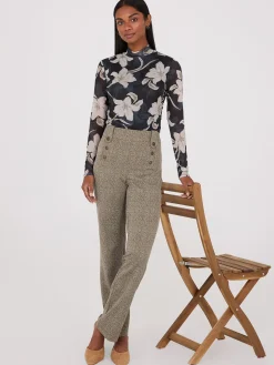 Suzy Shier Bottoms|Pants>Herringbone Straight Leg Pants