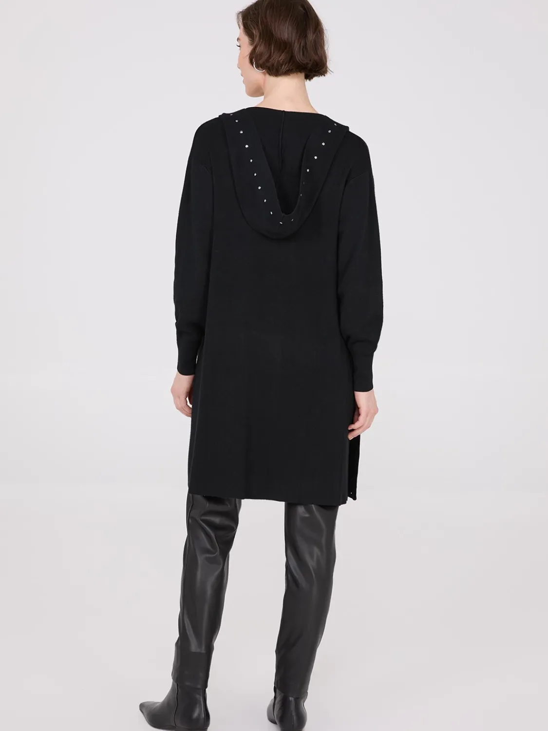 Suzy Shier Long Sleeve|Sweaters & Cardigans>Hooded Duster With Stud Details