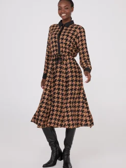 Suzy Shier Work Dresses|Dresses>Houndstooth Chiffon A-Line Dress
