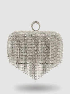 Suzy Shier Handbags By Le Château>Jewelled Fringe Minaudiere With Ring Closure