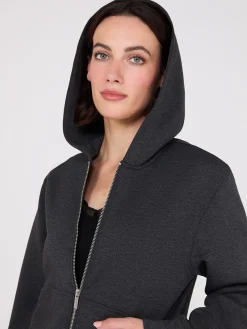 Suzy Shier Lounge & Pjs|Long Sleeve>Kangaroo Pocket Zip-Up Hoodie