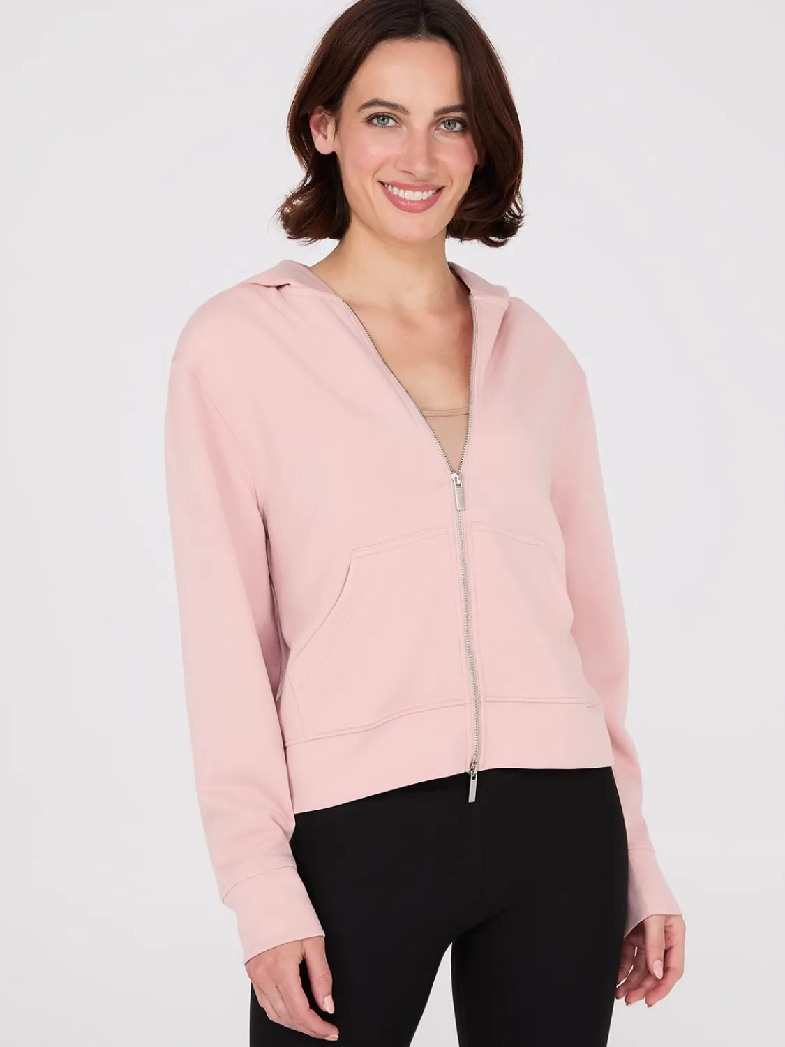 Suzy Shier Lounge & Pjs|Long Sleeve>Kangaroo Pocket Zip-Up Hoodie