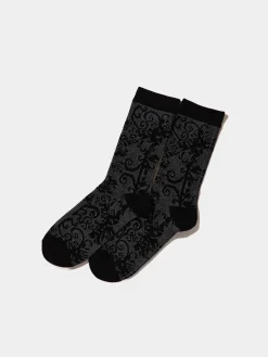 Suzy Shier Socks & Tights>Lace Print Crew Socks