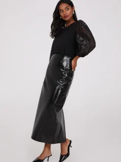 Suzy Shier Long Sleeve|Fashion Tops>Leopard Print Balloon Sleeve Crepe Top