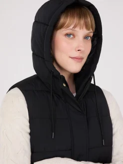 Suzy Shier Puffers & Jackets|Puffers & Jackets>Long Hooded Puffer Vest