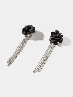 Suzy Shier Jewelry By Le Château>Long Jewelled Earring With Flower Detail