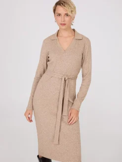 Suzy Shier Casual Dresses|Work Dresses>Long Sleeve Ribbed Midi Dress