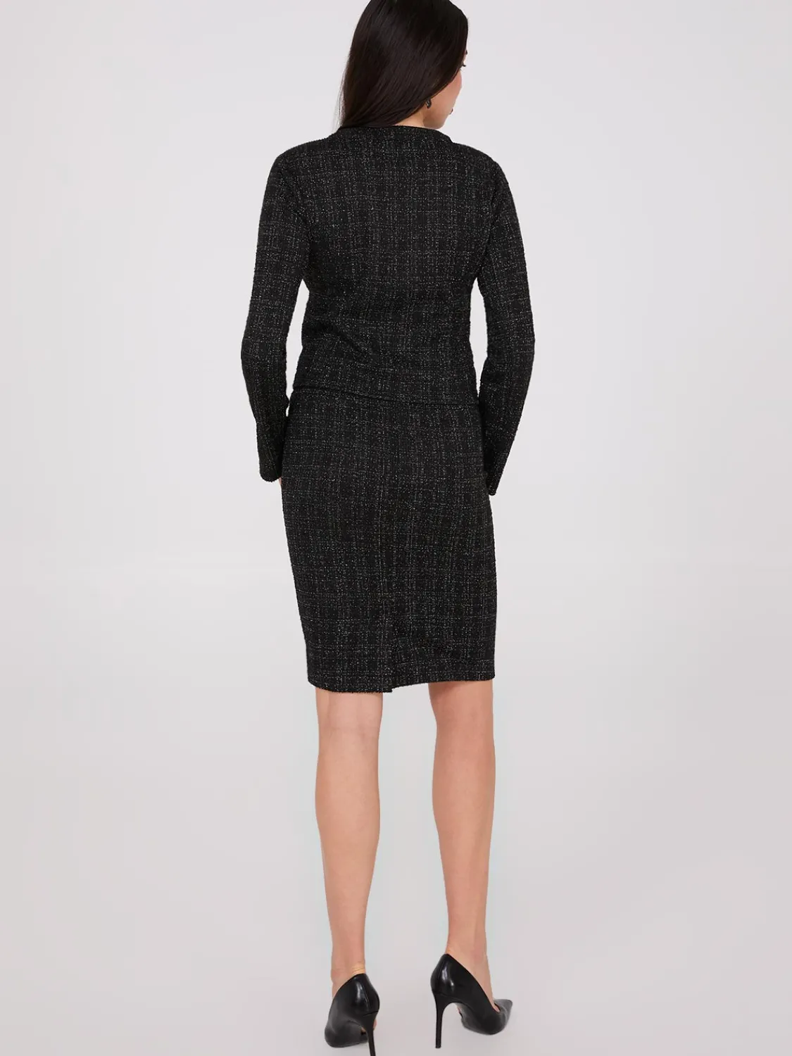 Suzy Shier Suiting|Blazers & Vests>Metallic Boucle Button-Front Blazer