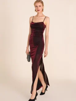 Suzy Shier Evening Gowns - Le Château>Metallic Cowl Neck Gown