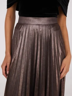 Suzy Shier Skirts>Midi Foil Pleated Skirt