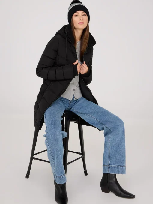 Suzy Shier Puffers & Jackets|Puffers & Jackets>Mid-Length Hooded Puffer