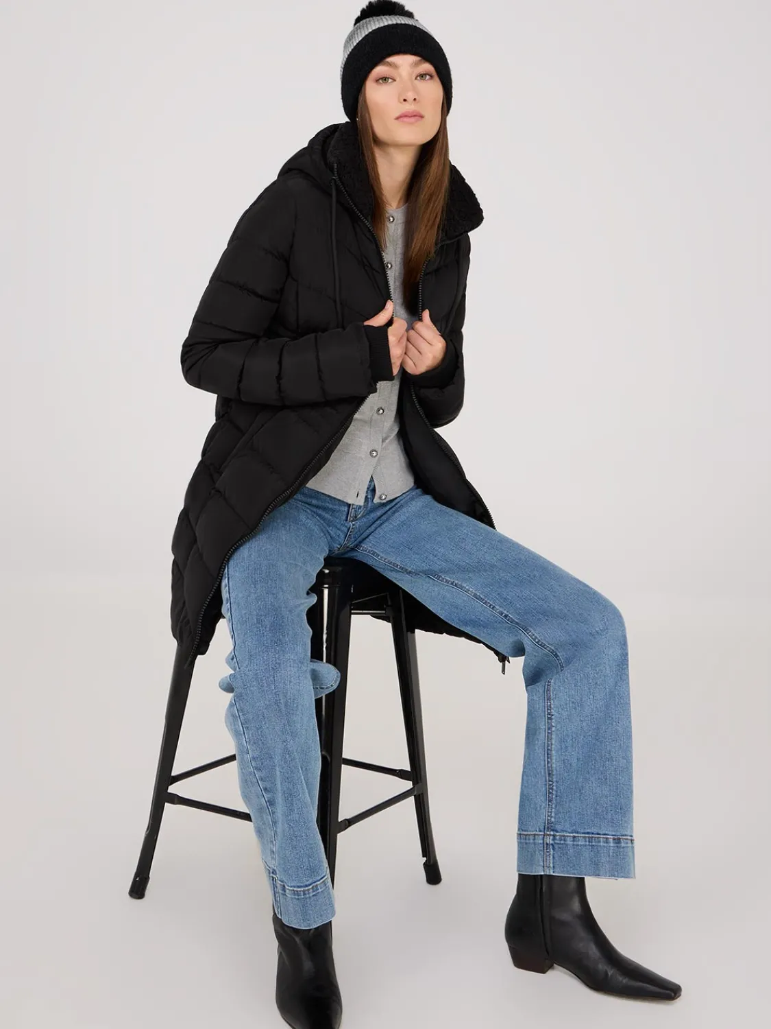 Suzy Shier Puffers & Jackets|Puffers & Jackets>Mid-Length Hooded Puffer