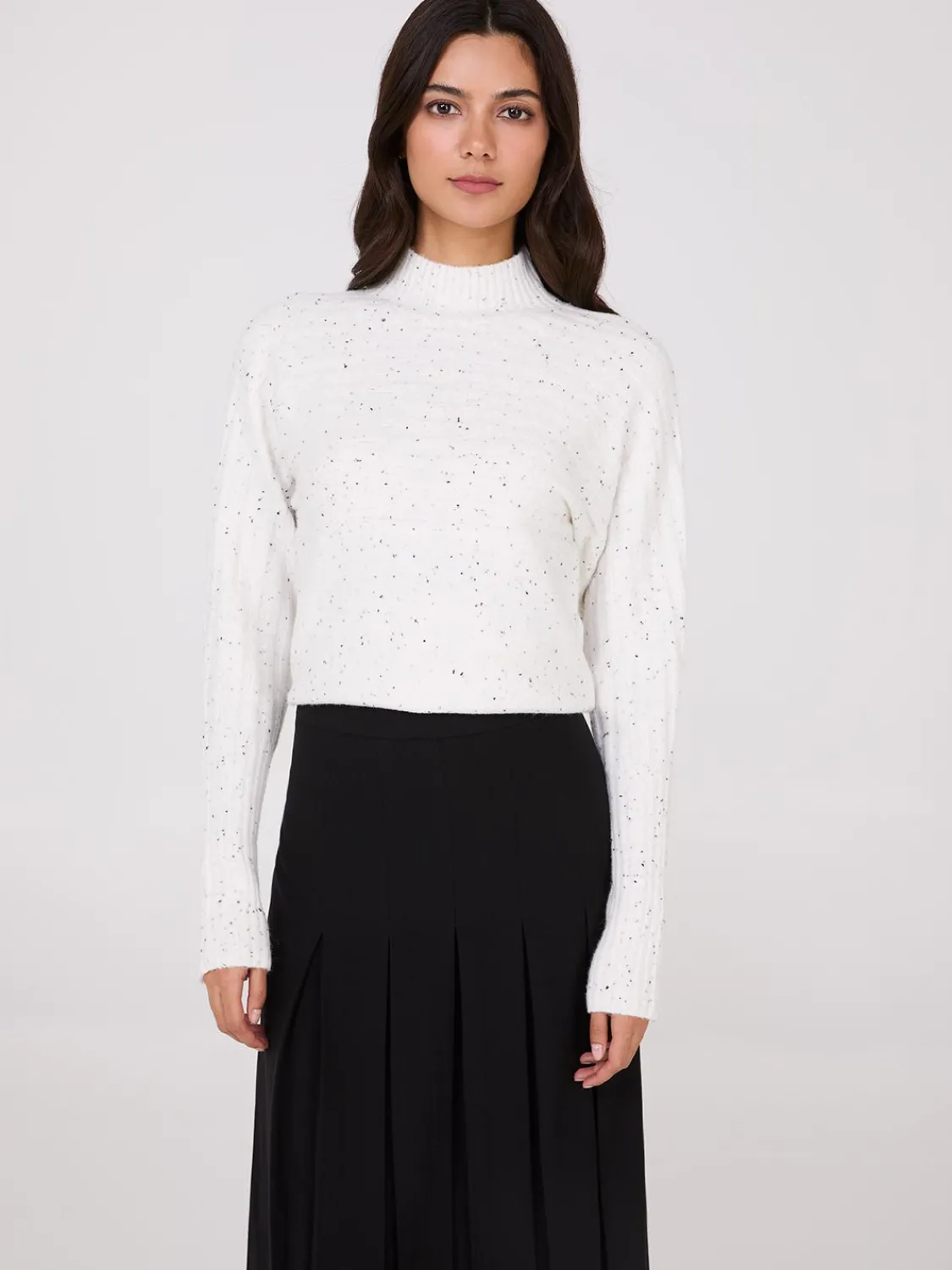 Suzy Shier Long Sleeve|Sweaters & Cardigans>Mock Neck Dolman Sleeve Ribbed Sweater