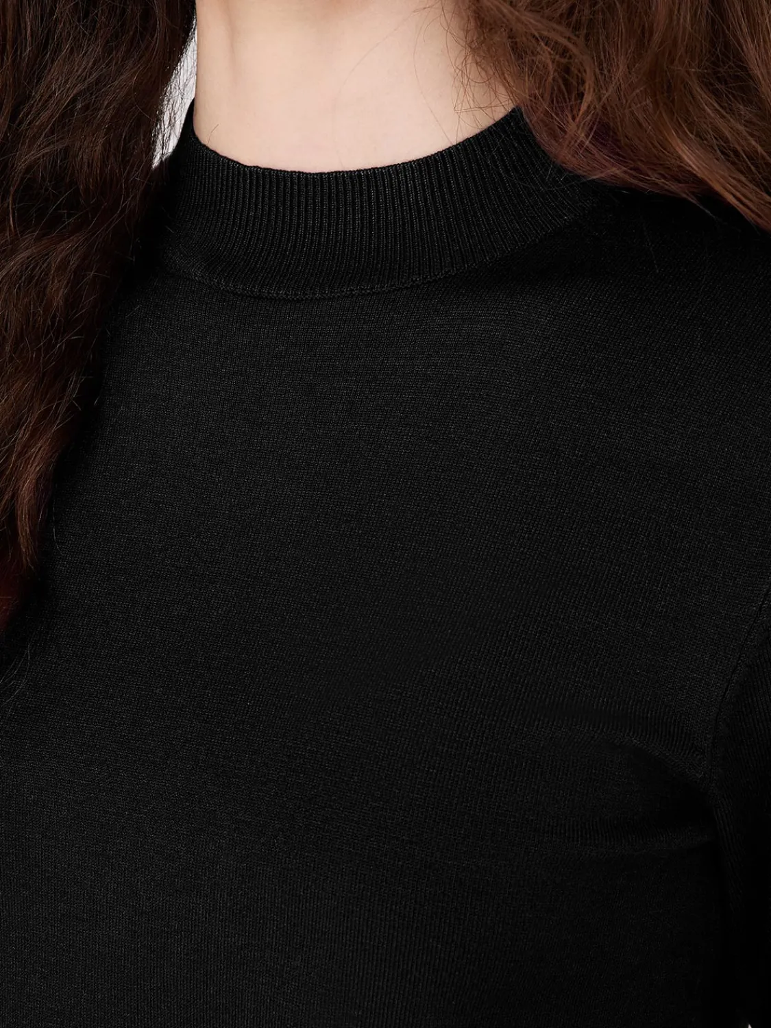 Suzy Shier Short Sleeve|Sweaters & Cardigans>Mock Neck Elbow Sleeve Top