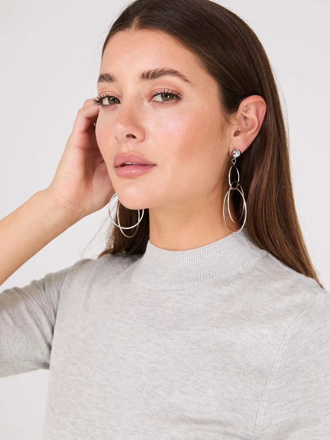 Suzy Shier Short Sleeve|Sweaters & Cardigans>Mock Neck Elbow Sleeve Top