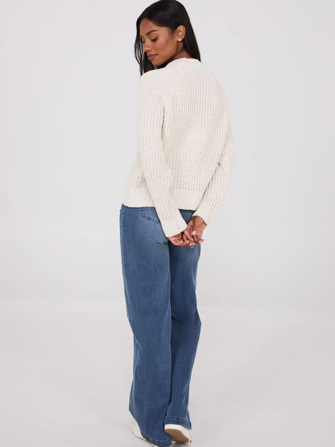 Suzy Shier Long Sleeve|Sweaters & Cardigans>Mock Neck Shaker Stitch Chenille Sweater