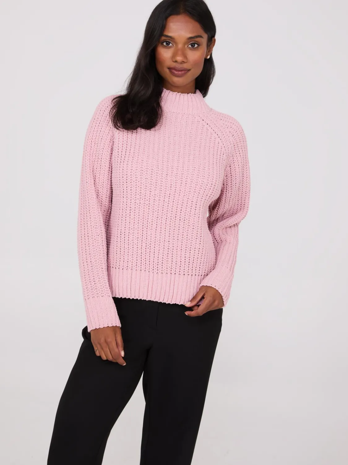 Suzy Shier Long Sleeve|Sweaters & Cardigans>Mock Neck Shaker Stitch Chenille Sweater