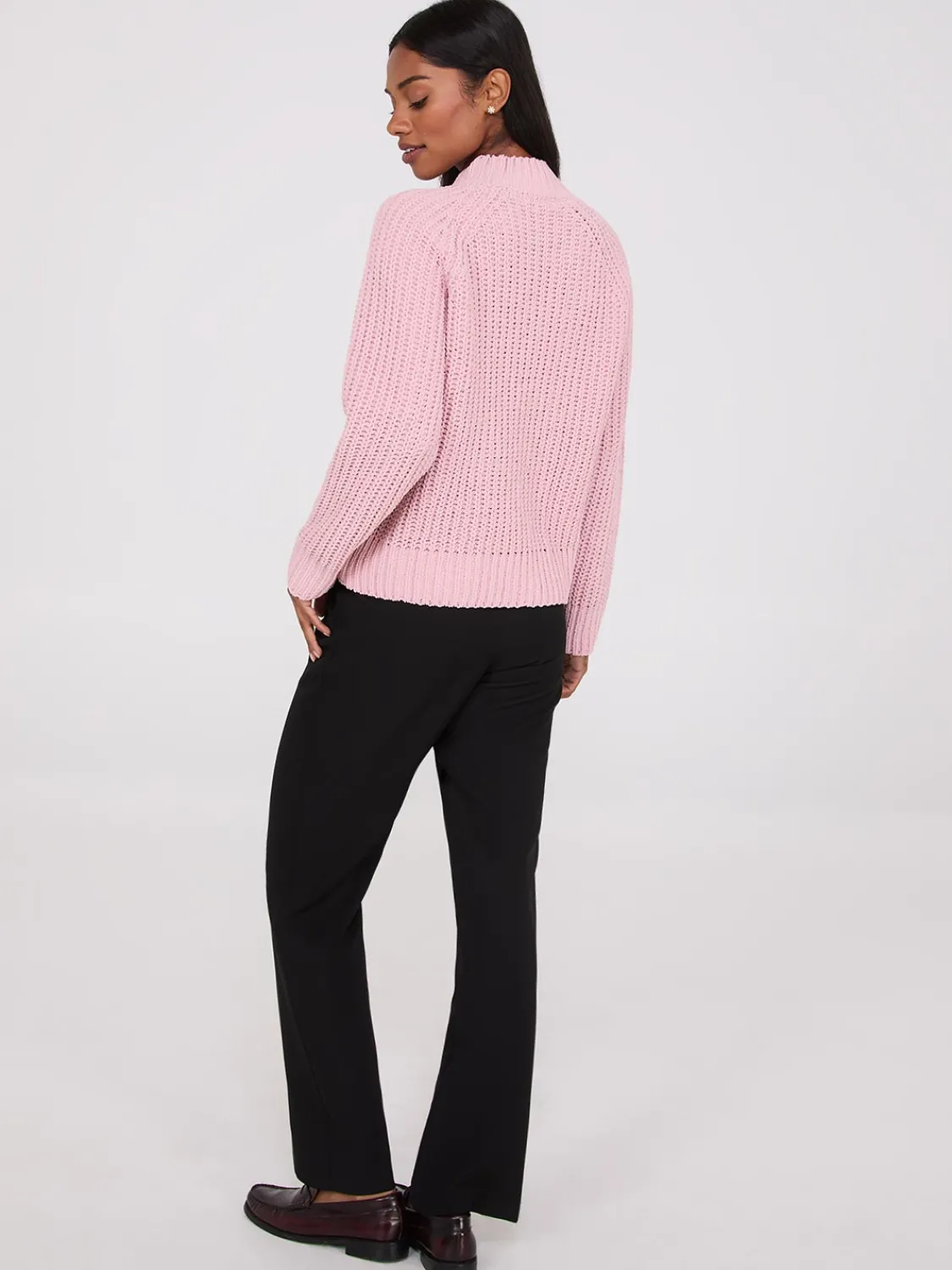 Suzy Shier Long Sleeve|Sweaters & Cardigans>Mock Neck Shaker Stitch Chenille Sweater