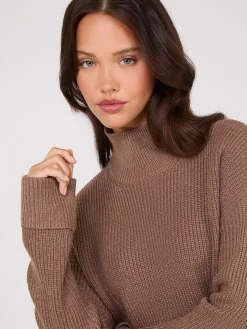Suzy Shier Long Sleeve|Sweaters & Cardigans>Mock Neck Shaker Stitch Sweater