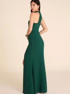 Suzy Shier Evening Gowns - Le Château>Mock Neck Sleeveless Gown With Front Slit