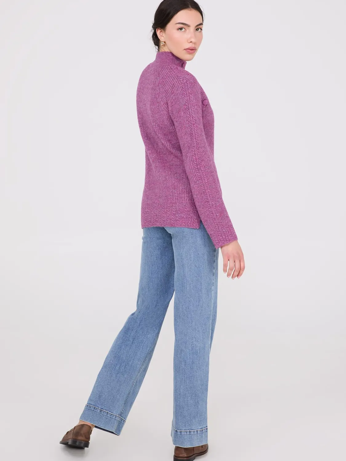Suzy Shier Long Sleeve|Sweaters & Cardigans>Mock Neck Sweater With Button Details