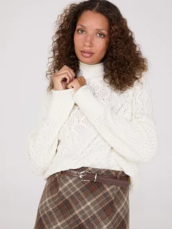 Suzy Shier Long Sleeve|Sweaters & Cardigans>Multi Cable Knit Mock Neck Sweater