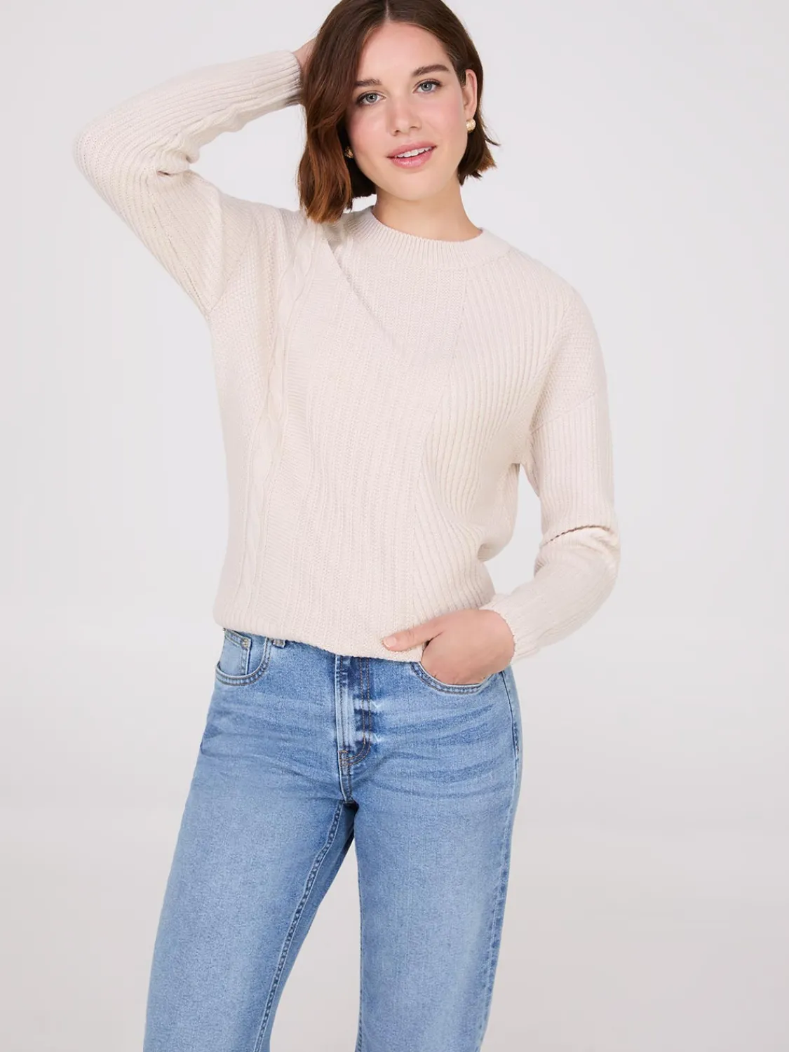 Suzy Shier Long Sleeve|Sweaters & Cardigans>Multi Stitch Crew Neck Sweater