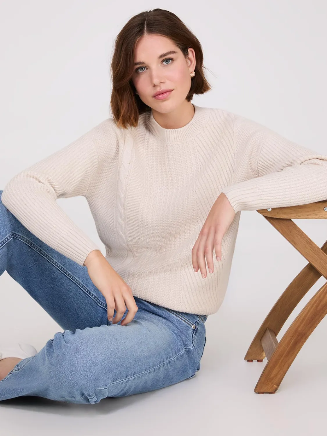 Suzy Shier Long Sleeve|Sweaters & Cardigans>Multi Stitch Crew Neck Sweater