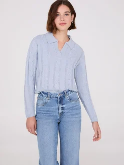 Suzy Shier Long Sleeve|Sweaters & Cardigans>Multi-Cable Johnny Collar Sweater