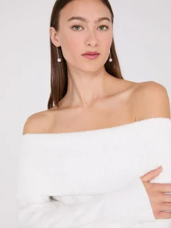 Suzy Shier Long Sleeve|Sweaters & Cardigans>Off-The-Shoulder Cable Knit Sweater