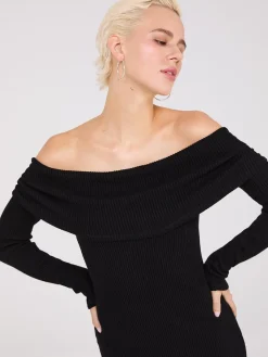 Suzy Shier Midi & Maxi|Party Dresses>Off-The-Shoulder Ribbed Column Dress