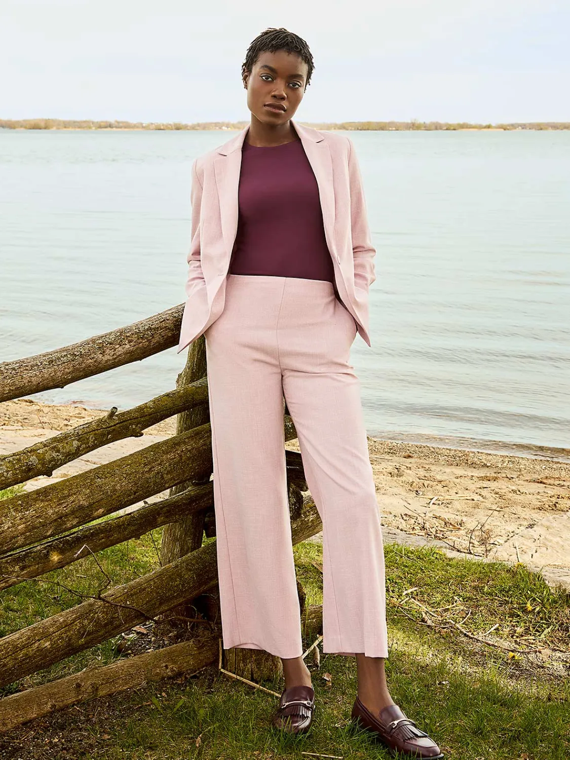 Suzy Shier Suiting|Blazers & Vests>One-Button Ruched 3/4 Sleeve Blazer