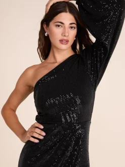 Suzy Shier Evening Gowns - Le Château>One-Shoulder Metallic Gown