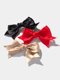 Suzy Shier Hair Accessories>3-Pack Satin Bow Hair Clips