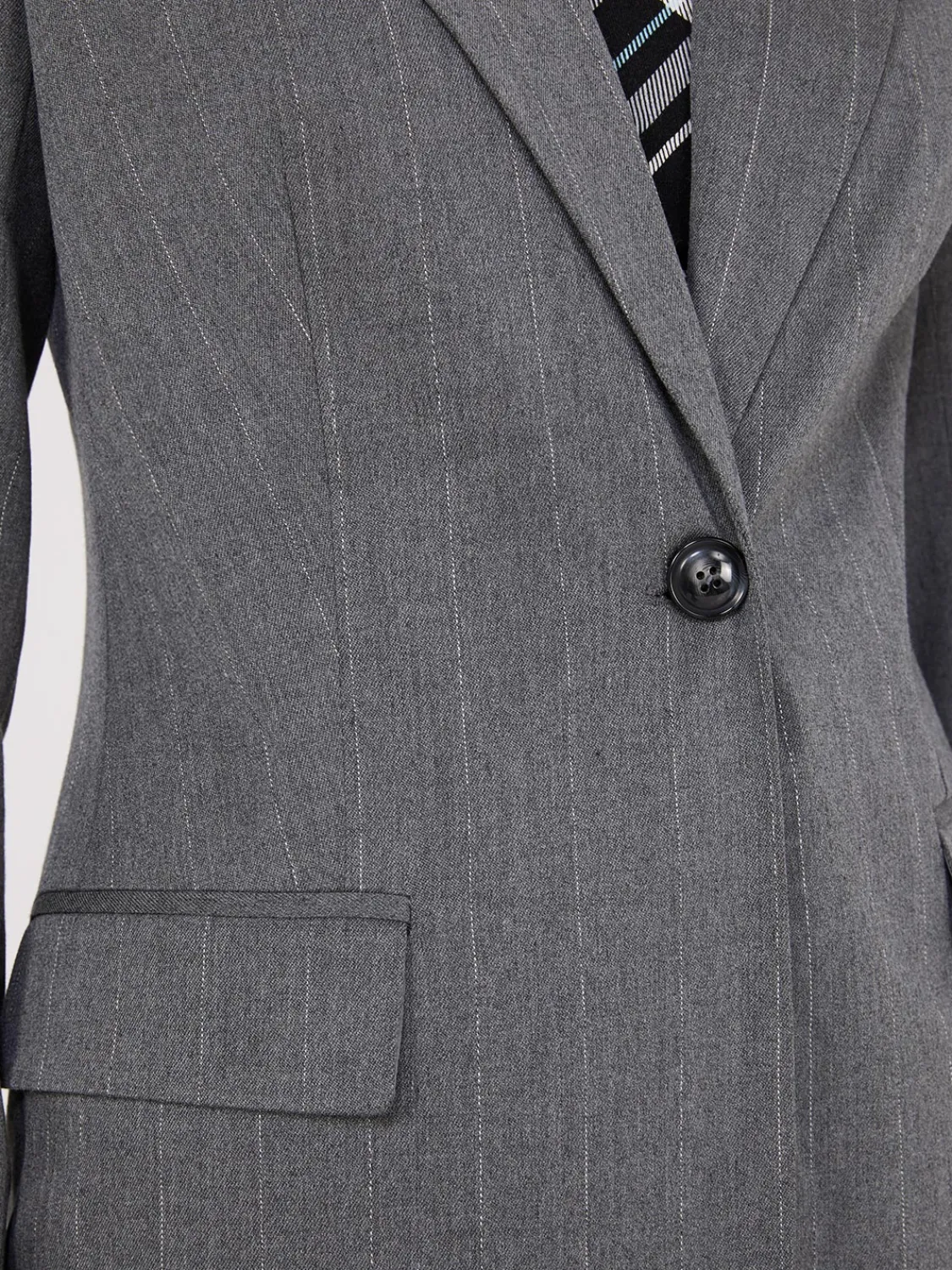 Suzy Shier Suiting|Blazers & Vests>Pinstripe 1-Button Blazer