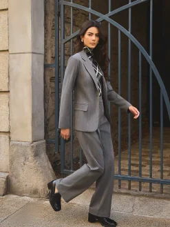 Suzy Shier Suiting|Bottoms>Pinstripe Wide-Leg Pants