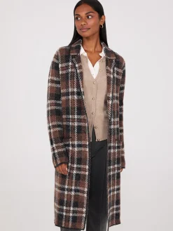 Suzy Shier Long Sleeve|Sweaters & Cardigans>Plaid Jacquard Notch Collar One-Button Duster