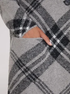Suzy Shier Long Sleeve|Sweaters & Cardigans>Plaid Notch Collar One-Button Duster