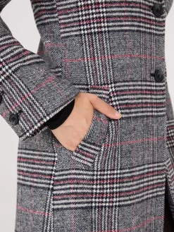 Suzy Shier Coats|Coats>Plaid Single-Breasted Car Coat