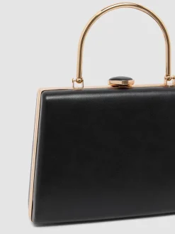 Suzy Shier Handbags By Le Château>Pleated Faux-Leather Minaudere With Top Handle